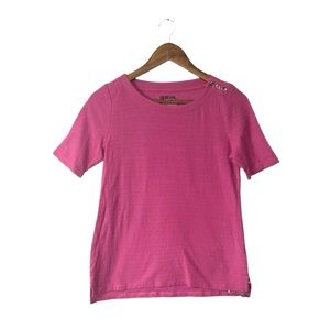 NEW Talbots Pink Short Sleeve Button Top Shirt 100% Cotton Casual T-Shirt Small